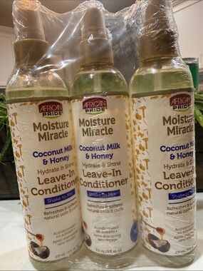 African pride Moisture Miracle Coconut Milk & Honey Leave-In Conditioner -3 pack